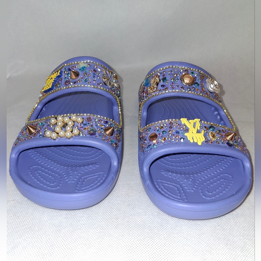 CROCS Purple Mules with Decorative Band and Ventilation